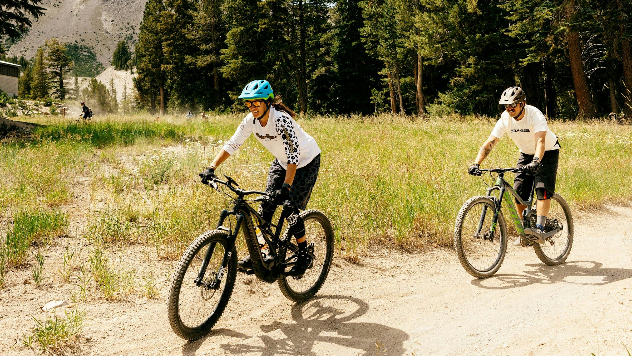 Mountain bikes in the Mammoth Bike Park.