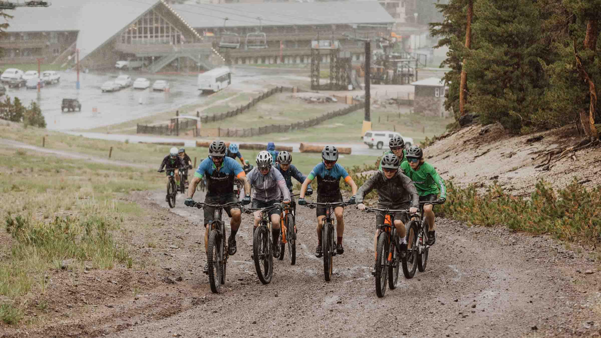 Mammoth Bike Team riding in the bike park 