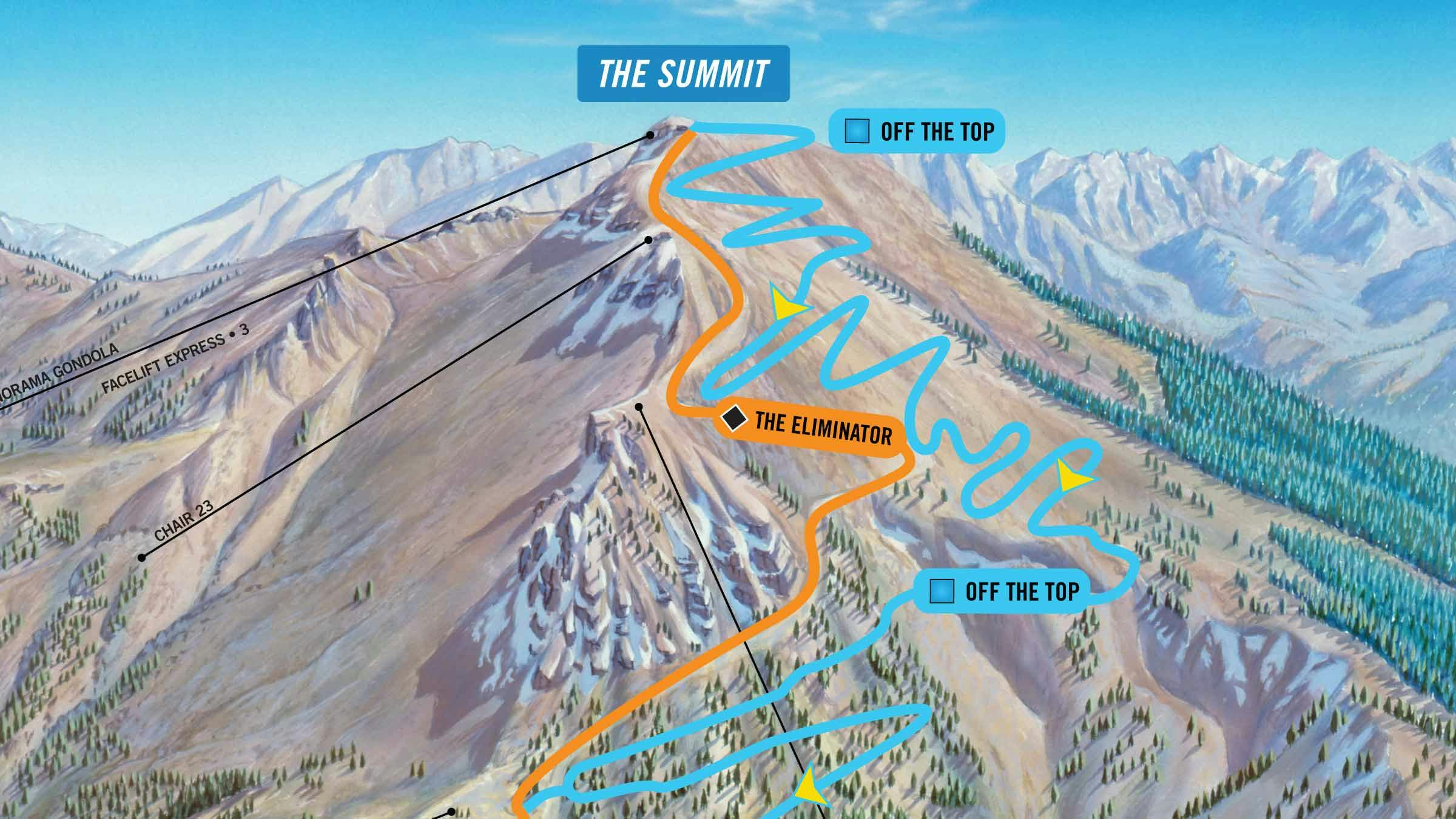 The Summit Zone trail map at Mammoth Bike Park