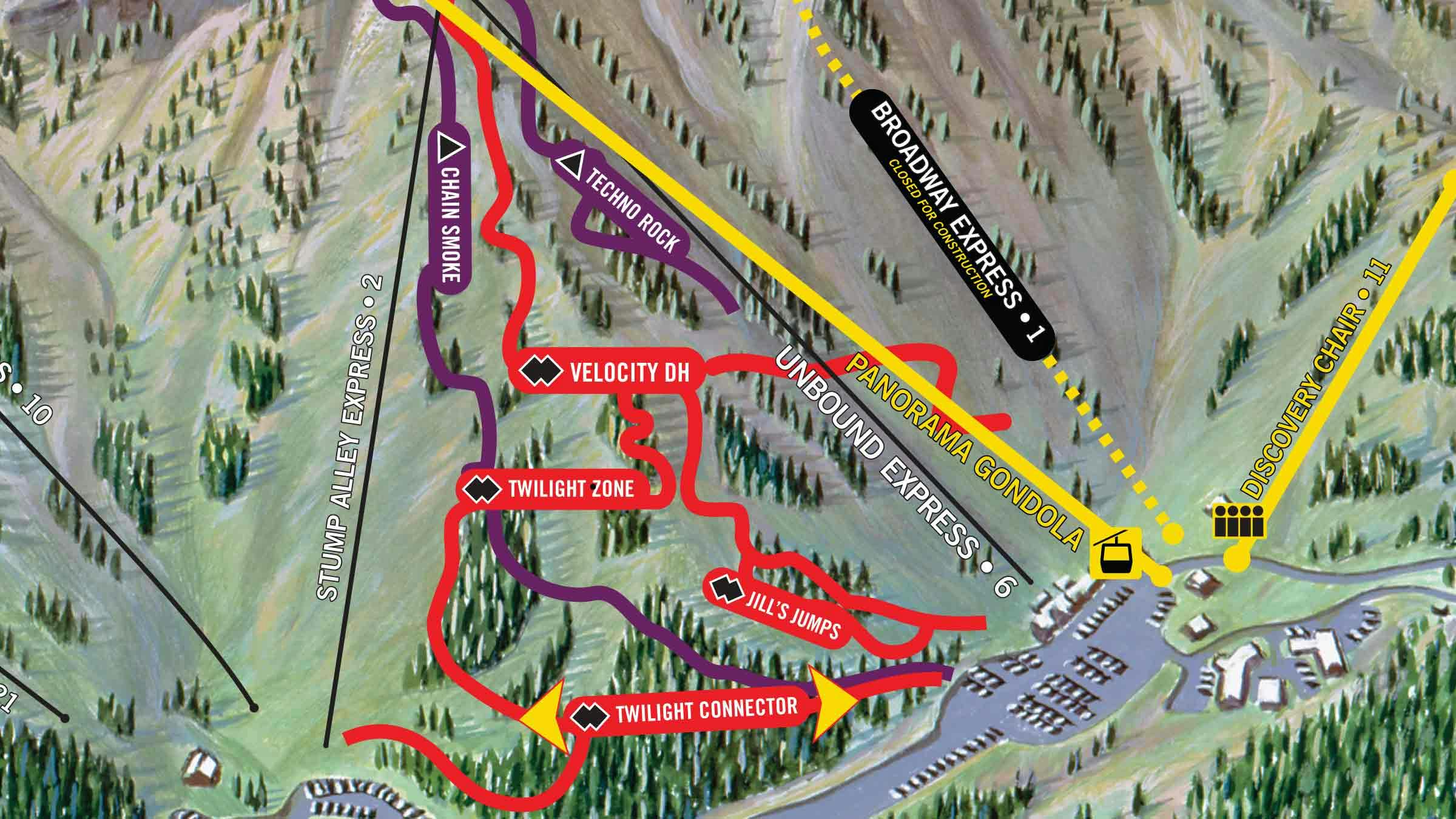 Pro Zone trail map at Mammoth Bike Park