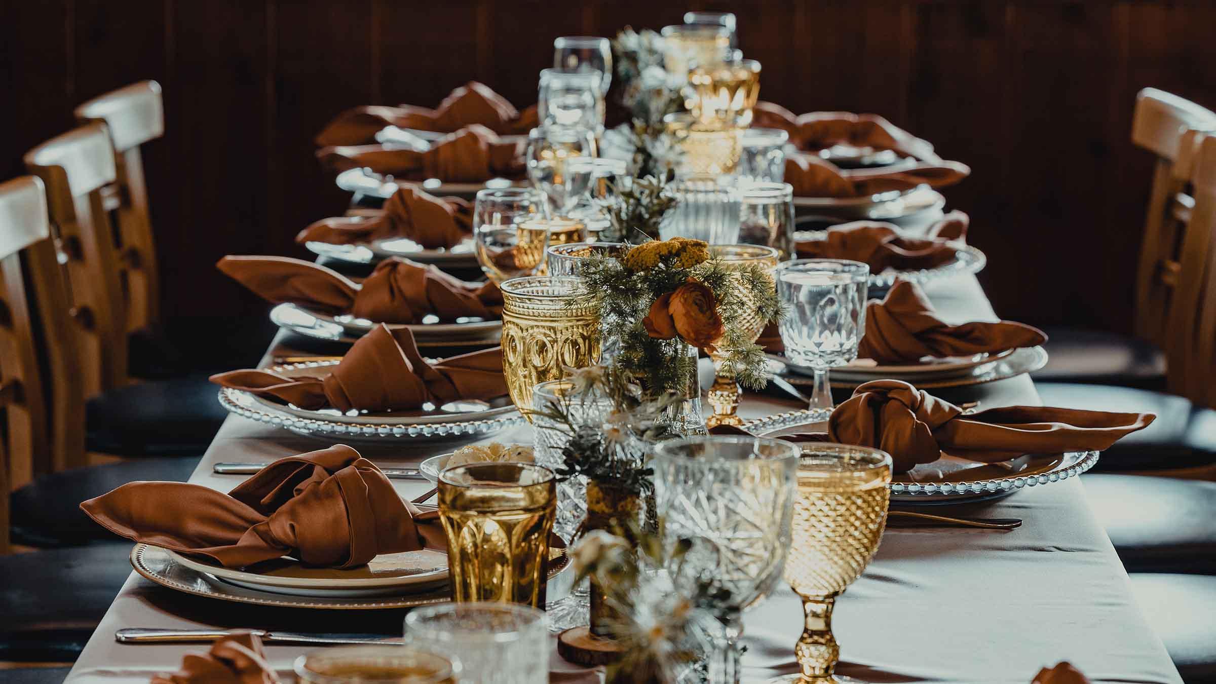 Table setting details for a wedding