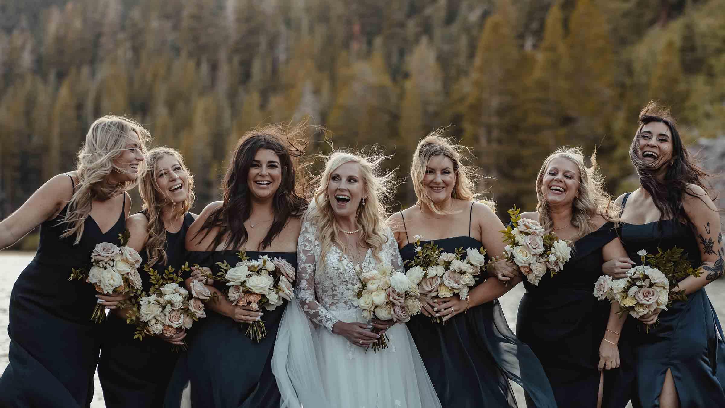 Bride and bridesmaids