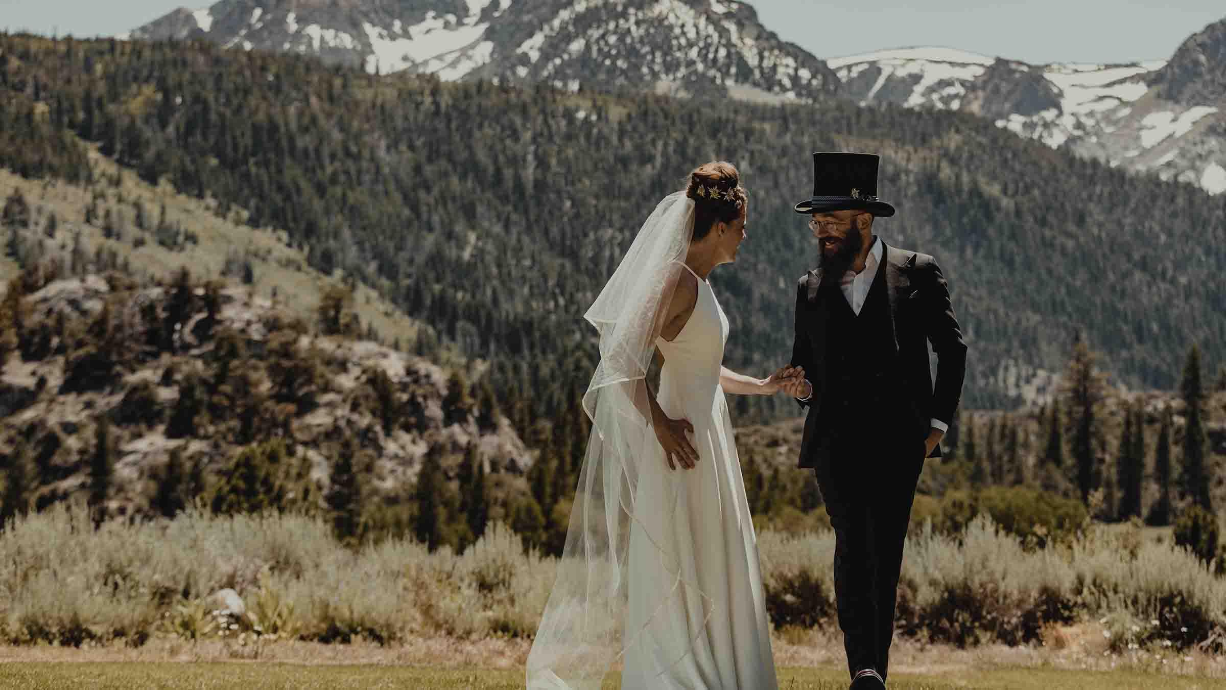 Bride and groom at June Mountain