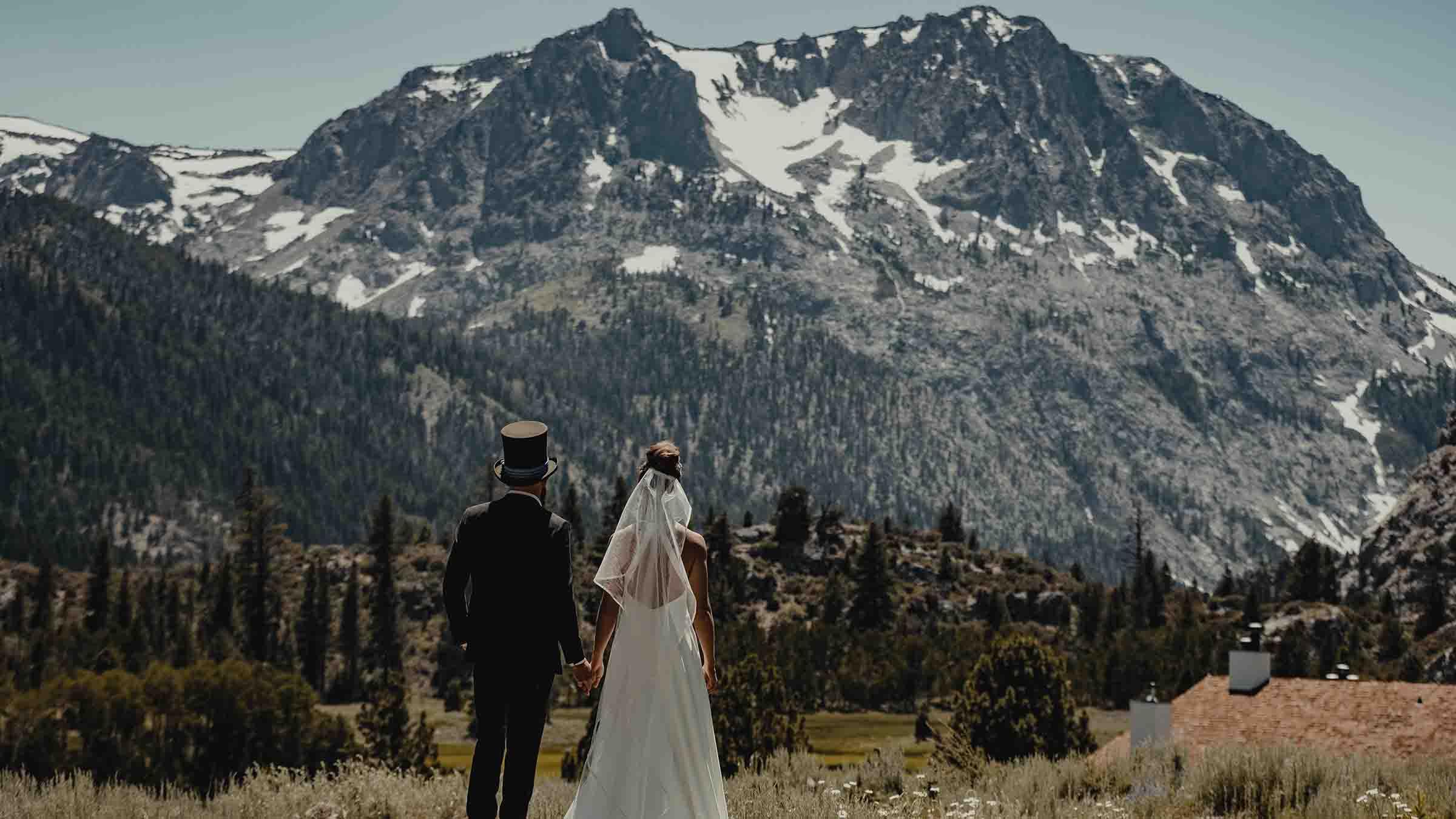 Bride and groom at June Mountain