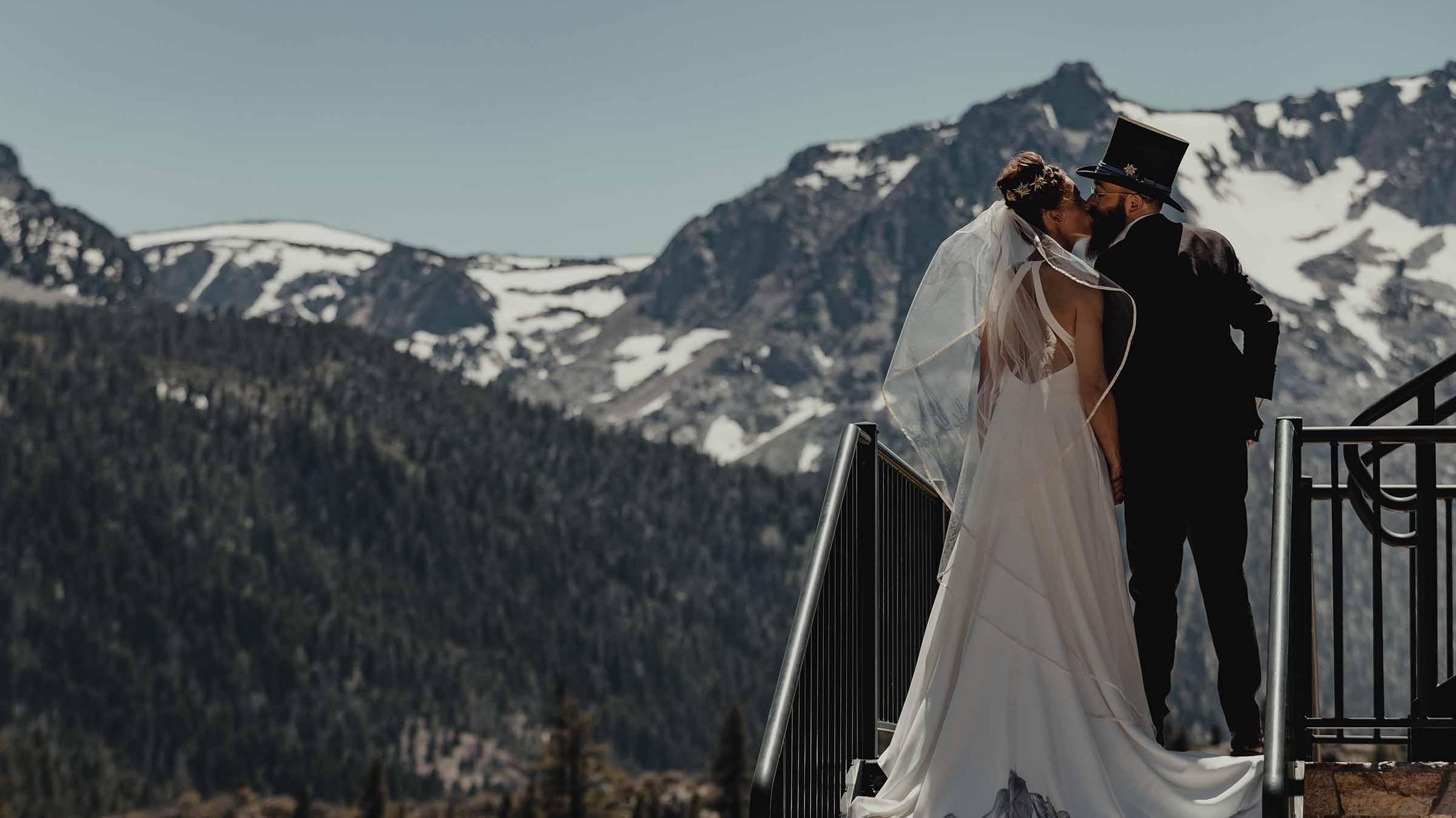 Bride and groom at June Mountain