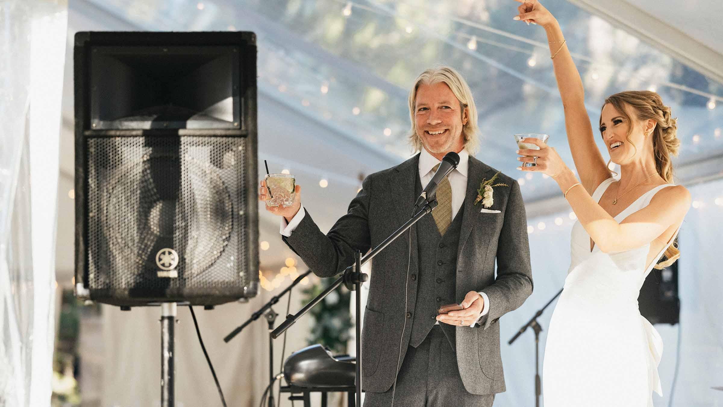 Bride giving a toast at a Sierra Star Golf Course Wedding