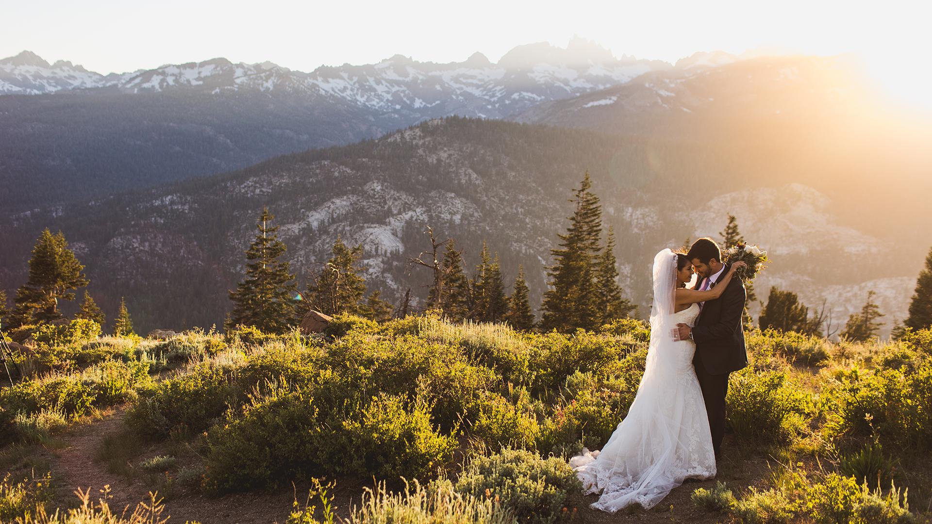 Bridge and groom at scenic Minaret Vista