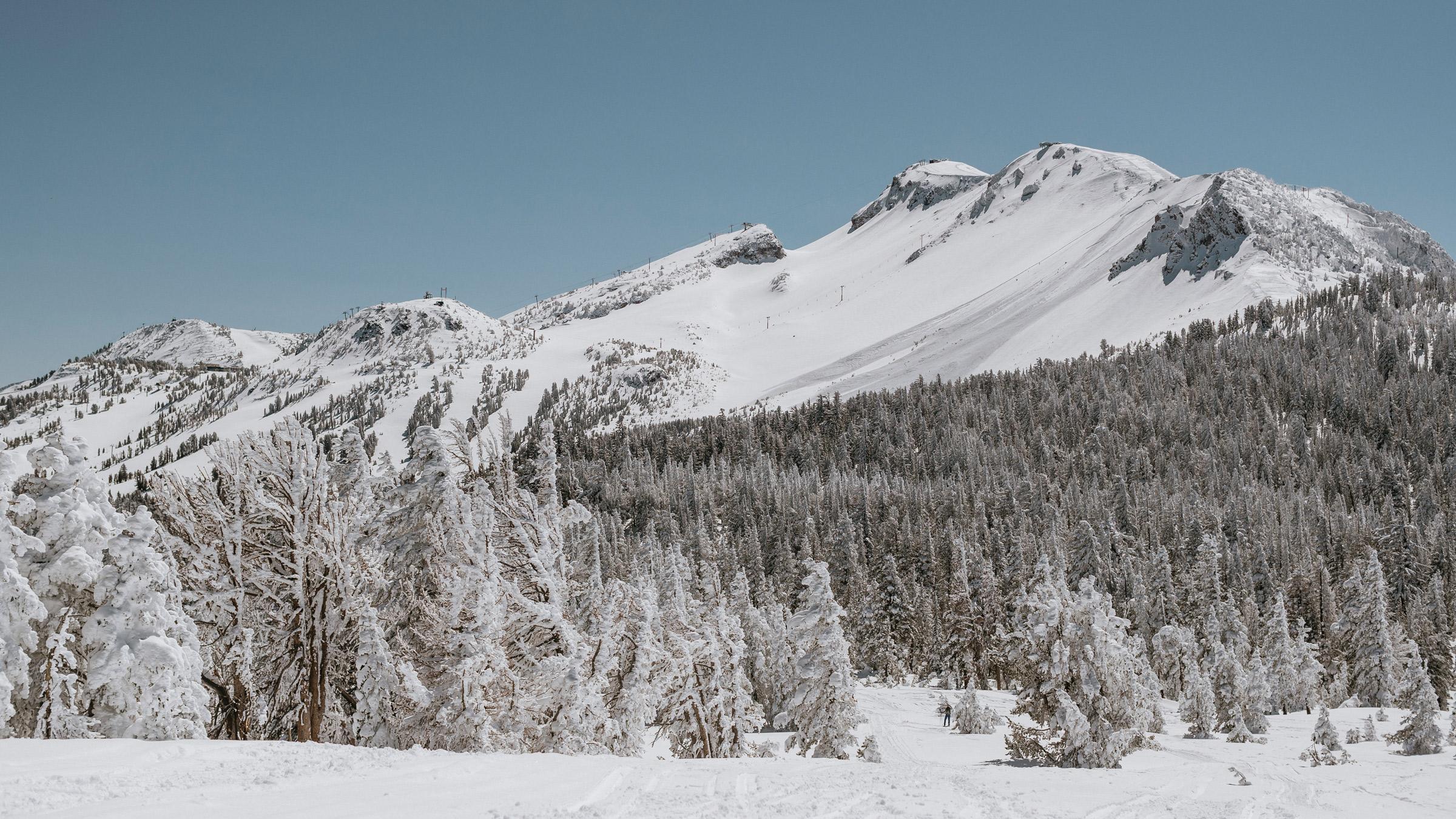 View of Mammoth Mountain from Minaret Vista in winter