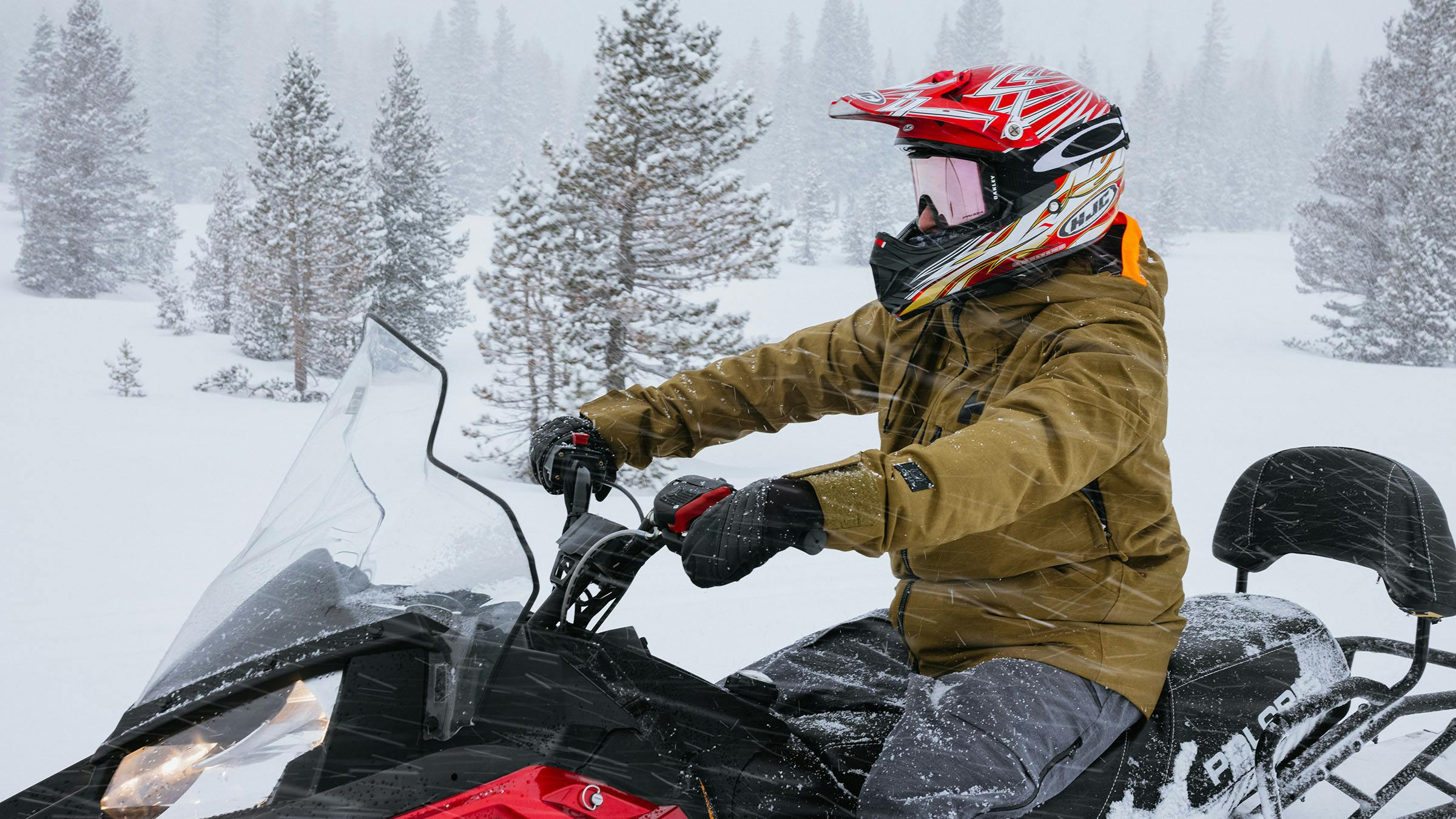 Man on snowmobile